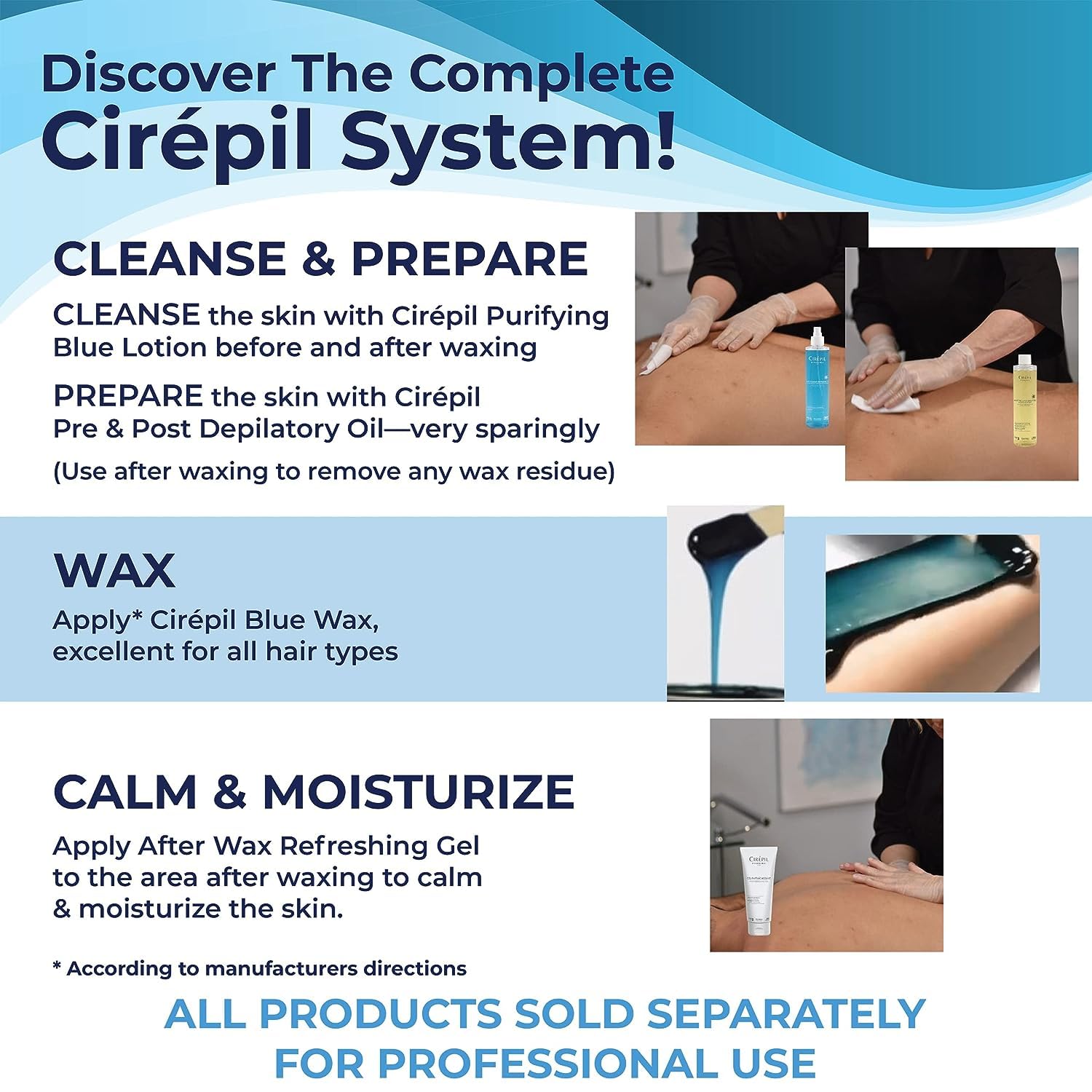 Cirepil BLUE Stripless Hard Wax Beads Bag 28.22oz / 800g | Face, body & bikini wax, unscented | Ideal for sensitive skin | Refill bag, low-temp, fluid gel texture, easy hair-removal