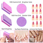 50 Pcs Sponge Nail Buffers,100/180 Grit Mini Nail Files,Mini Buffer Block Nail File for Acrylic & Natural Nails,Double-Sided Buffing Blocks for Manicure & Pedicure,Salon & Home Use(Pink-Purple)