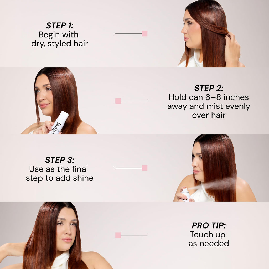 L'ANGE HAIR Top Coat Shine Spray | Hair Gloss Finishing Spray | High-Gloss Finish | Controls Frizz & Flyaways | Ultra-Fine Hydrating Mist | Lightweight, Won't Weigh Hair Down