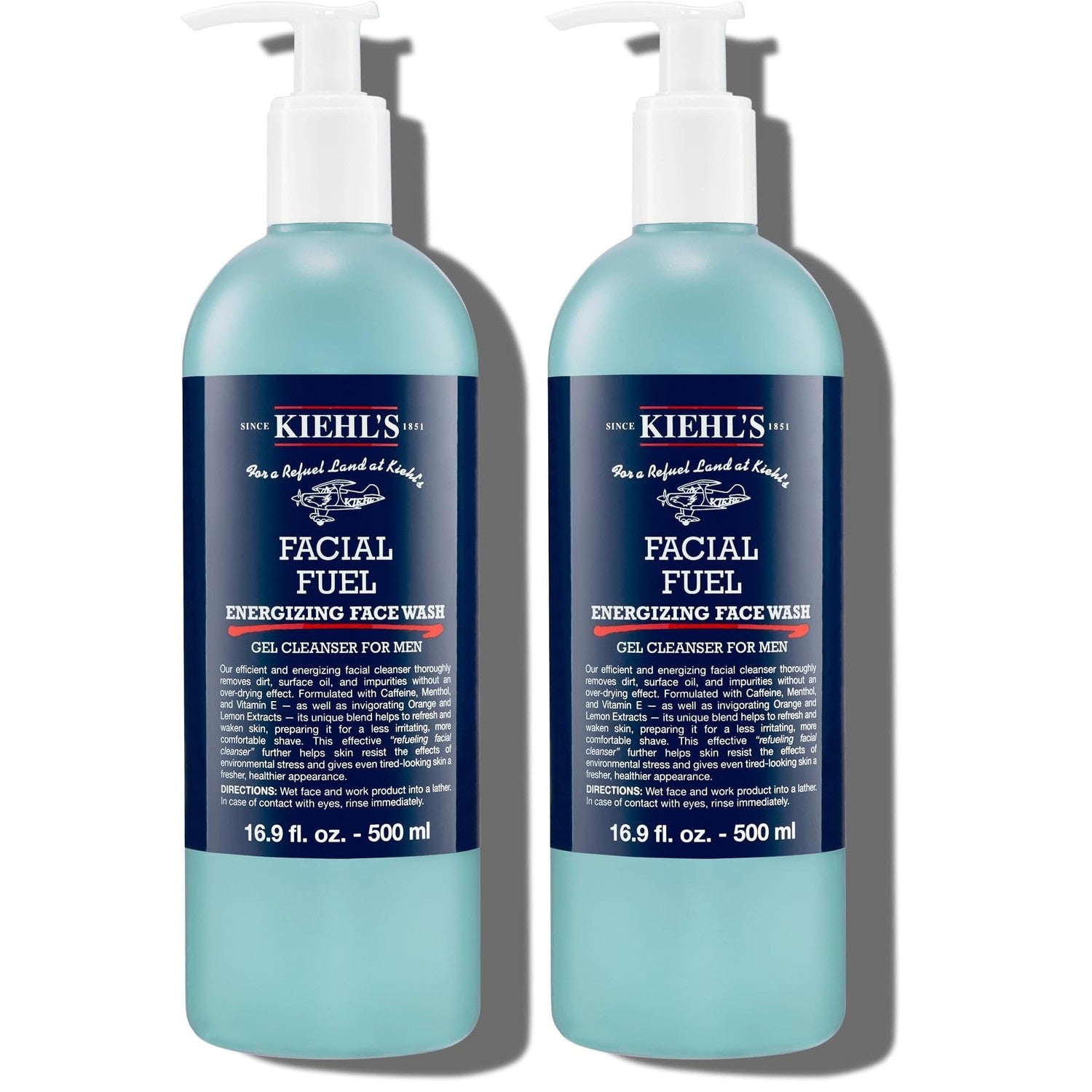 Kiehl's - Facial Fuel Men's Energizing Face Wash | Refreshing, Foaming Gel Cleanser Cleanses Skin Without Drying - With Caffeine & Menthol - Suitable for All Skin Types