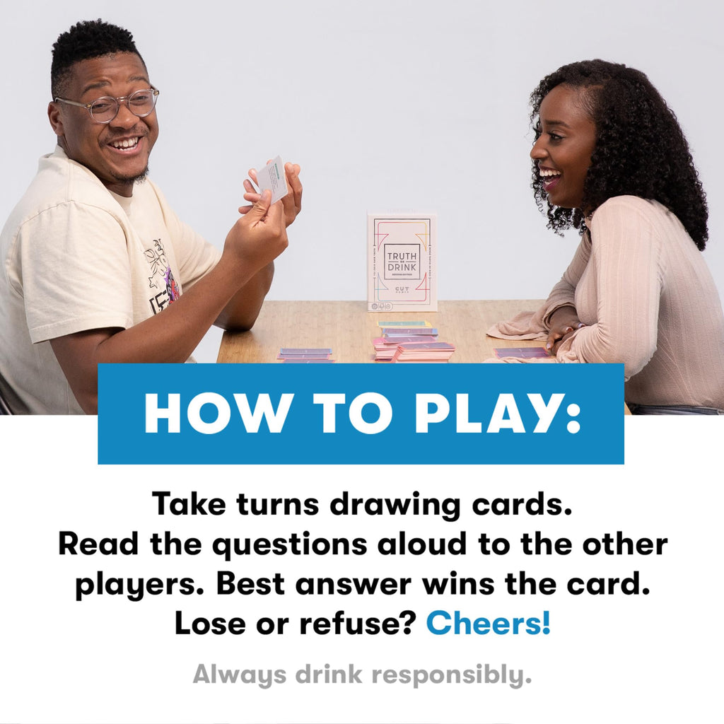 Truth or Drink Party Game by Cut I As Seen on TikTok, YouTube, and Snapchat | 410 Hilarious Questions | Ages 21+ | 2+ Players I Fun Games for Adults