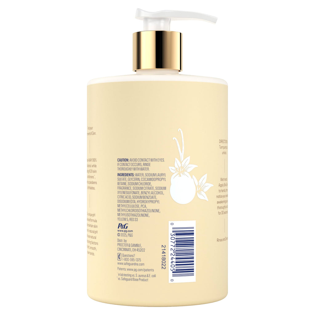 Safeguard Liquid Hand Soap, Skin Zen, Washes Away 99% Bacteria, Made with Natural Moisturizers & 2X Skin Conditioners, Safeguarding Families, PH Balanced Formula, Vanilla & Cashmere Scent, 16 oz
