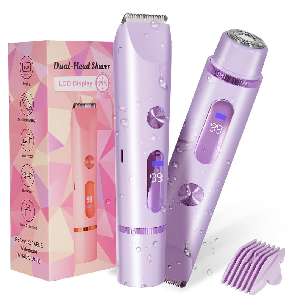 Bikini Trimmer for Women 2in1 High Power Epilators Hair Removal Waterproof Electric Razors Women's Electric Razor Pubic Hair Trimmer Shaver for Women for Ladies Pubic, Face, Underarms, Legs (Pink)
