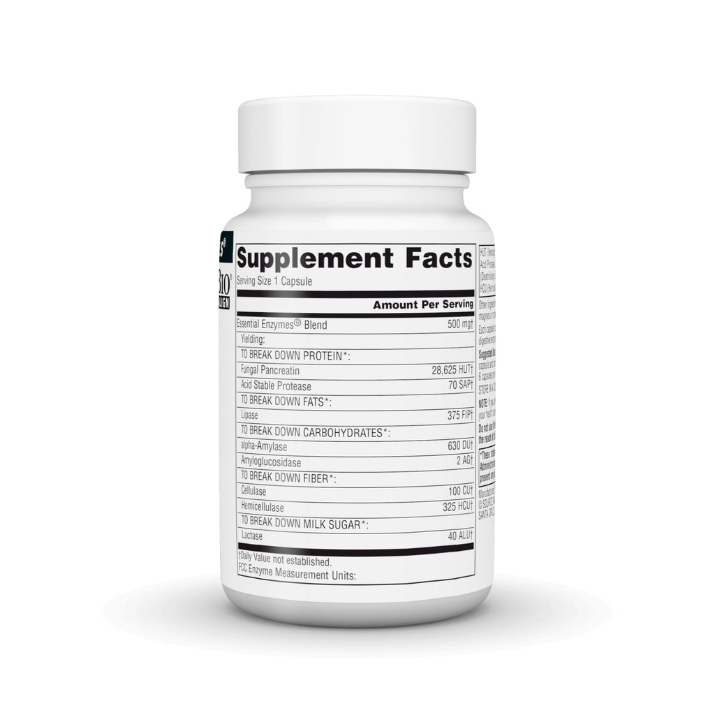 Source Naturals Daily Essential Enzymes, 500 mg - 60 Capsules | Bio-Aligned Digestive Aid Support for Digestion, Gas, Constipation & Bloating Relief*
