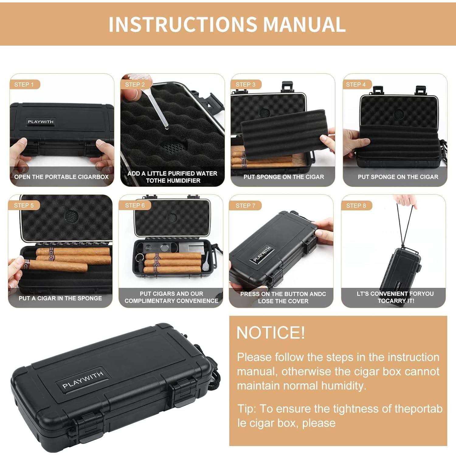 Buy now Travel Humidor Box With Cigar Accessories - Spanish Cedar, Humidifier, Cutter, Stand, Punch - Holds 4-5 Cigars - Waterproof, Crushproof, Airtight Seal at indiglob india