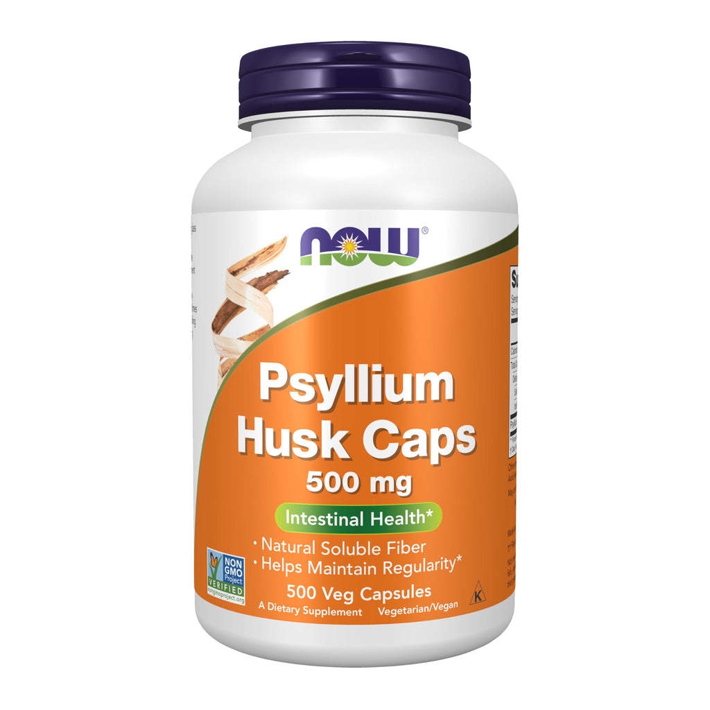 NOW Foods Supplements, Psyllium Husk Caps 500 mg, Non-GMO Project Verified, Natural Soluble Fiber, Intestinal Health*, 200 Veg Capsules