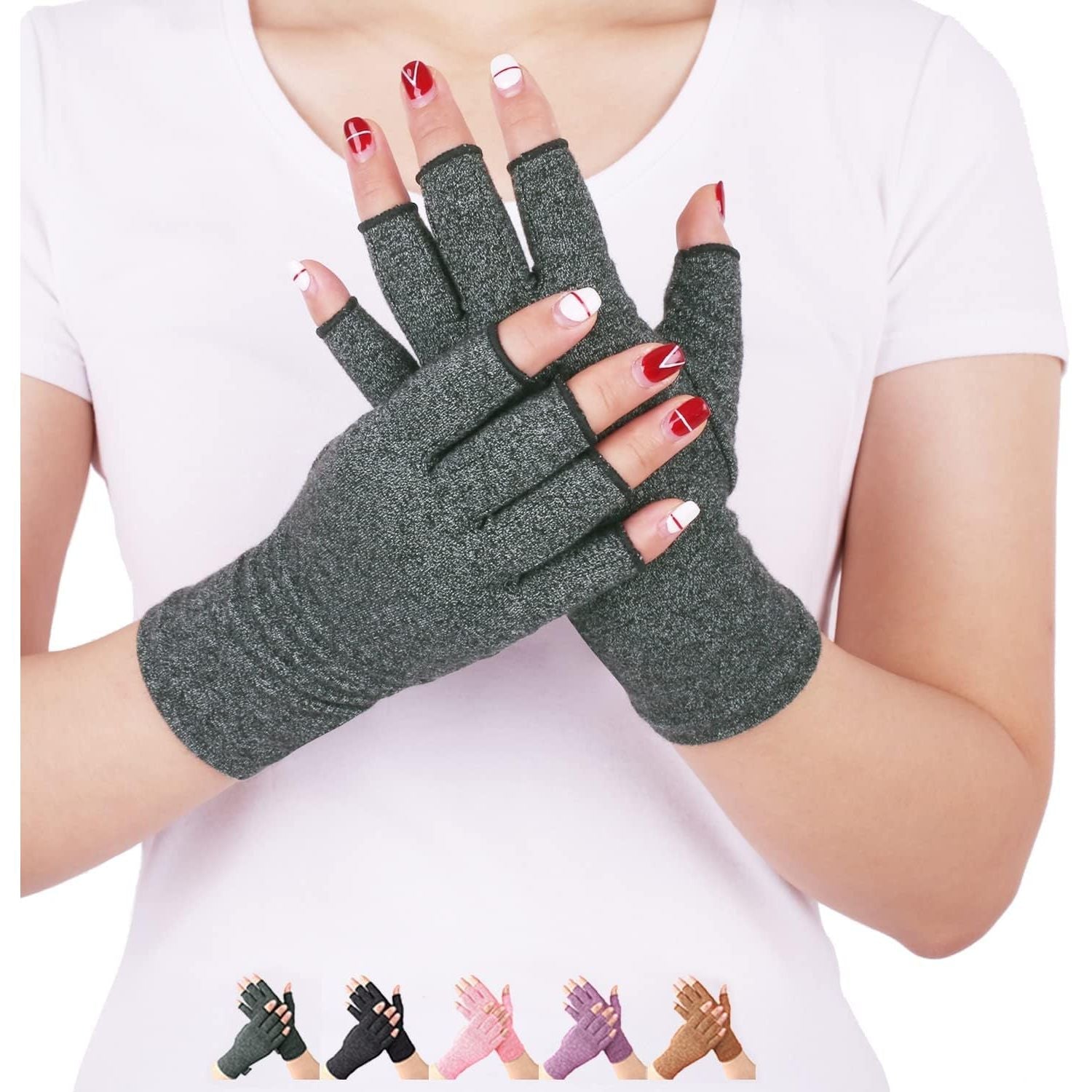 Buy now DISUPPO Arthritis Compression Gloves Relieve Pain from Rheumatoid, RSI,Carpal Tunnel, Hand Gloves Fingerless for Computer Typing and Dailywork, Support for Hands and Joints (L, Black) Large (Pack of 1) Gray at indiglob india