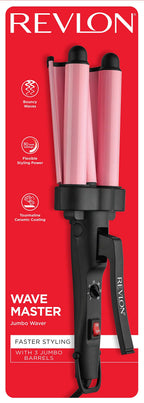 Buy now Revlon 3 Barrel Jumbo Hair Waver | Long-Lasting, Natural Looking Waves, (Pink) at indiglob india