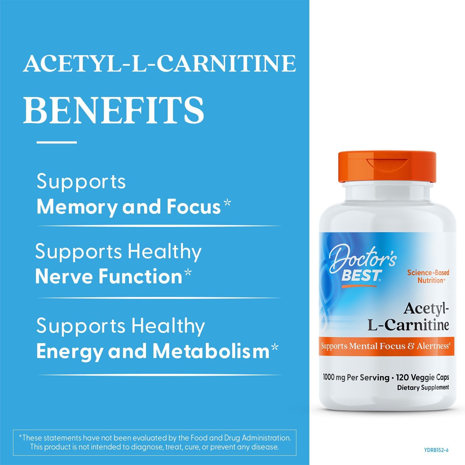 Buy now Doctors Best Acetyl-L-Carnitine, Supports Mental Focus & Alertness, Non-GMO, Gluten Free, Soy Free, Vegan 120 Veggie Caps at indiglob india