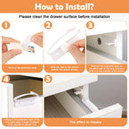 Coolrunner Child Safety Drawer Locks,8 Pack Safety Invisible Drawer Latches