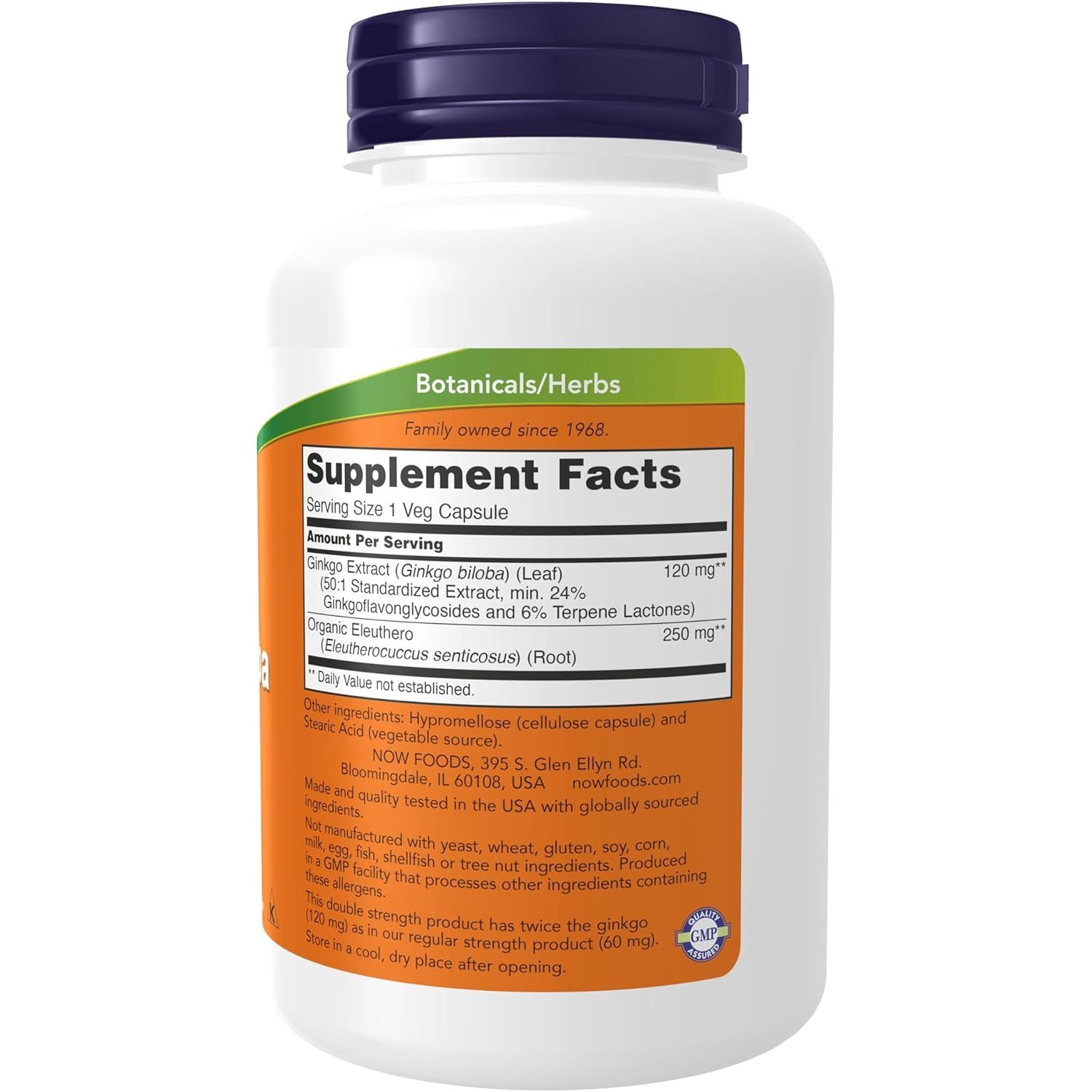 Buy now NOW Supplements, Ginkgo Biloba 120 mg, Double Strength, Non-GMO Project Verified, 200 Veg Capsules at indiglob india