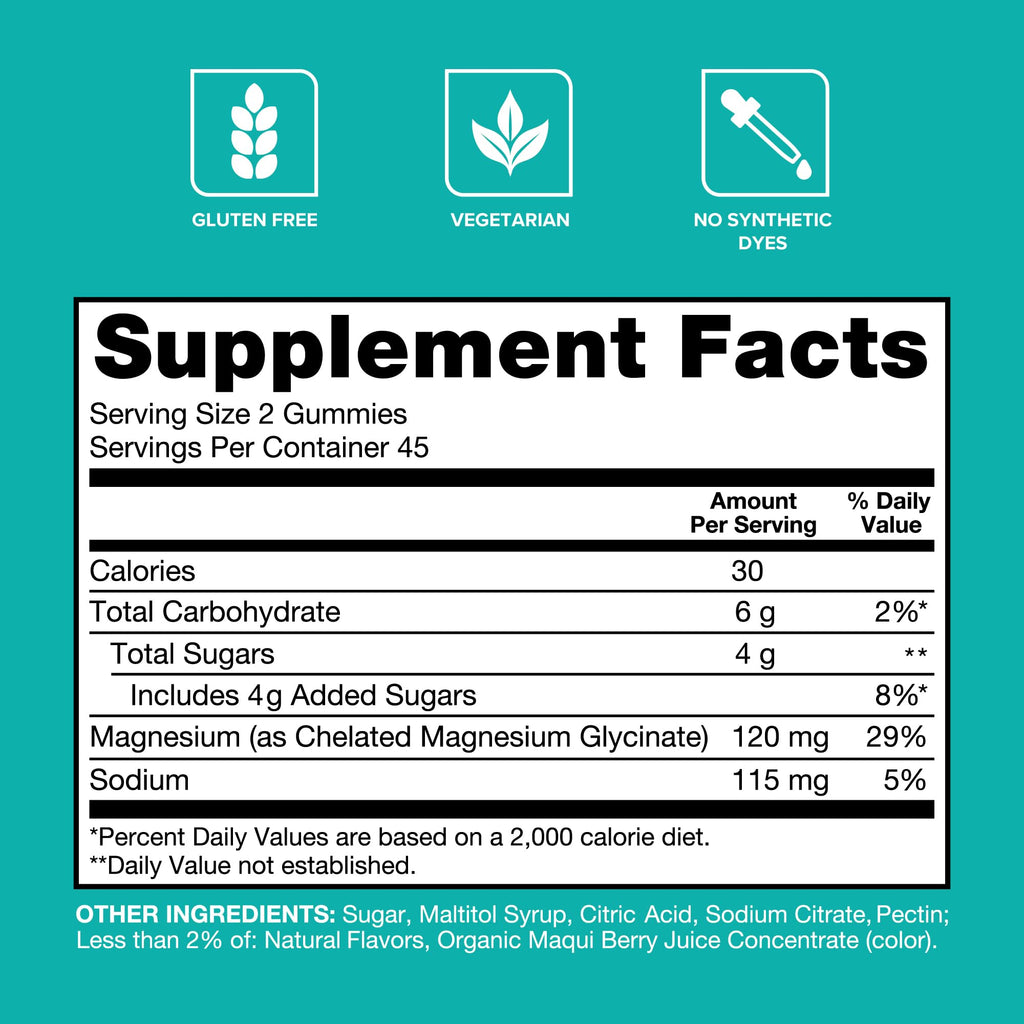 Qunol Magnesium Glycinate Gummies 120mg, Vegetarian, Gluten-Free, 90ct | Support Nerve, Bone & Muscle Health, Cognitive Performance, Healthy Stress Response, Restful Sleep; Vegetarian, Non-GMO