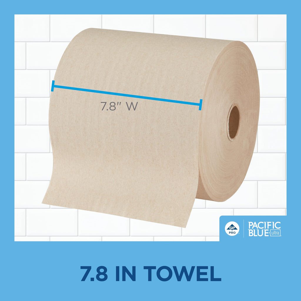 Georgia-Pacific Pacific Blue Ultra 8" High-Capacity Recycled Paper Towel Rolls by GP PRO (Georgia-Pacific), Brown, 26495, 1,150 Linear Feet Per Roll, 6 Rolls Per Case