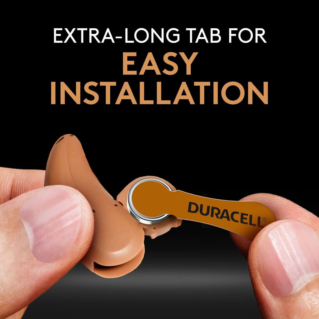 Duracell Hearing Aid Batteries Brown Size 312, 32 Count Pack, 312A Size Hearing Aid Battery with Long-Lasting Power, Extra-Long EasyTab Install for Hearing Aid Devices