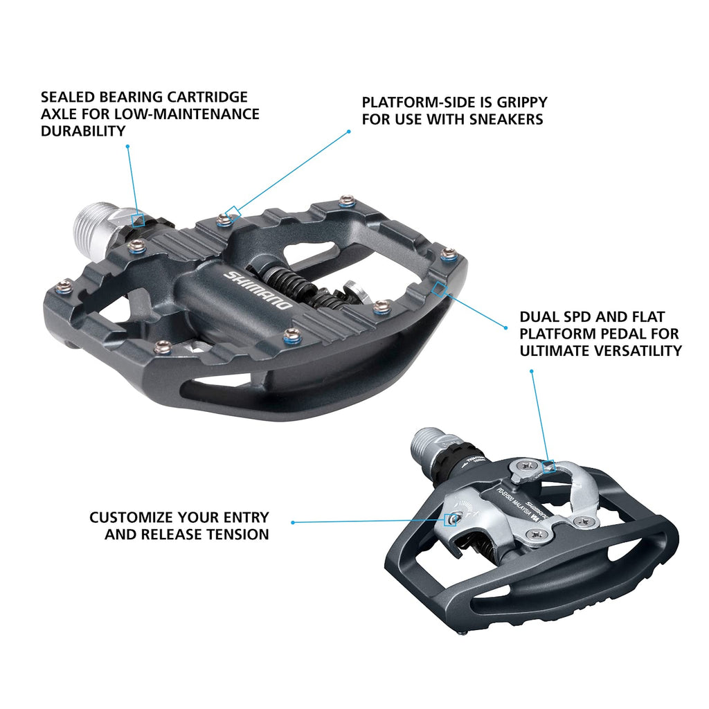 SHIMANO PD-EH500 SPD & Flat Dual Sided Bike Pedal for Indoor Cycling & Urban Riding