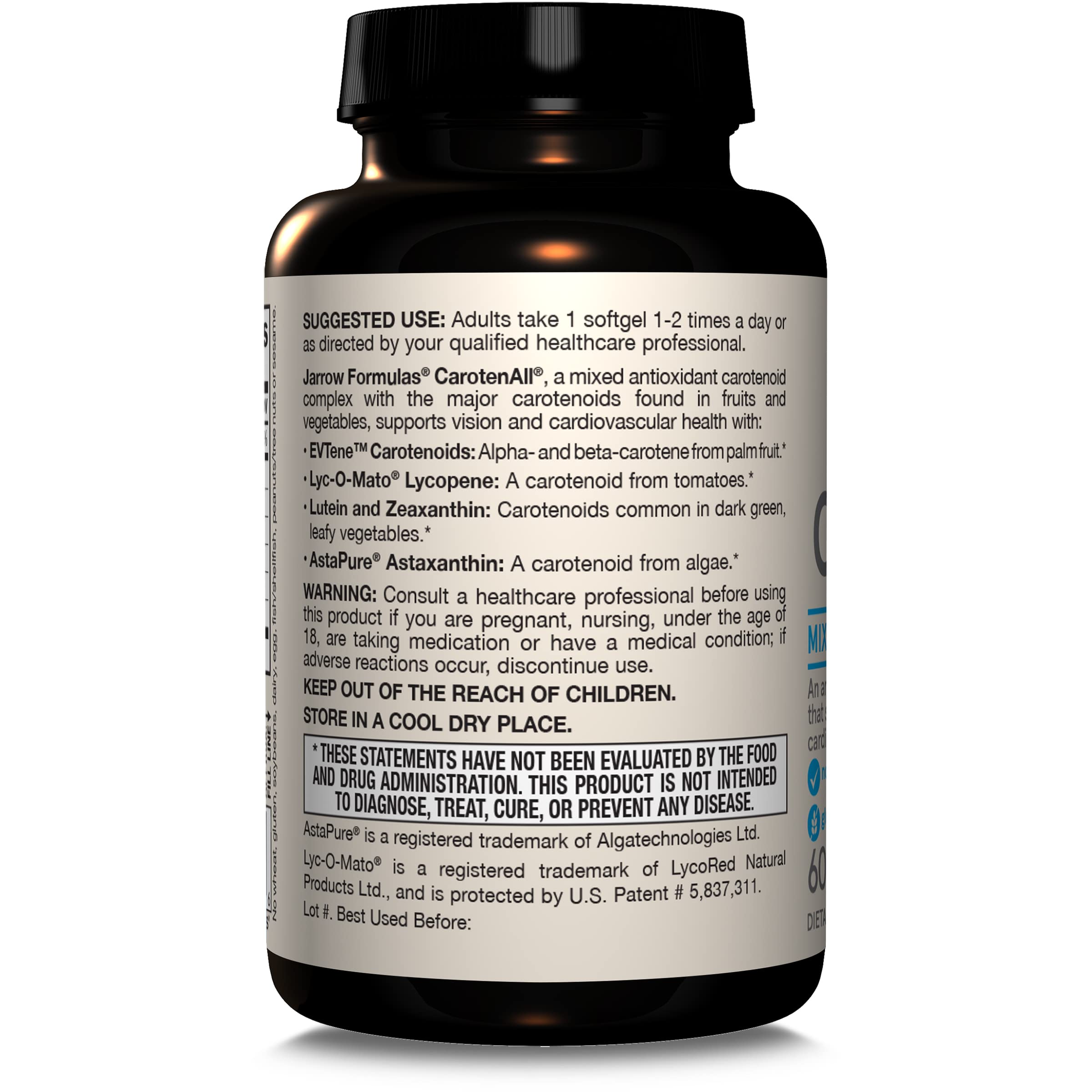 Buy now Jarrow FormulasÂ® CarotenAll, Dietary Supplement, Antioxidant Support for Vision and Cardiovascular Health, 60 Softgels, Up to a 60 Day Supply at indiglob india