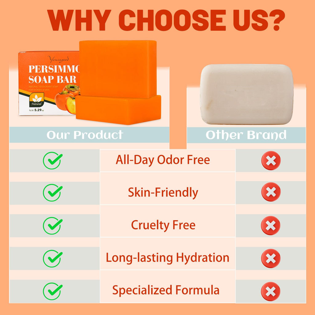 2 PCS Persimmon Soap Bar for Old People Smell, Deodorizing Bar Soap