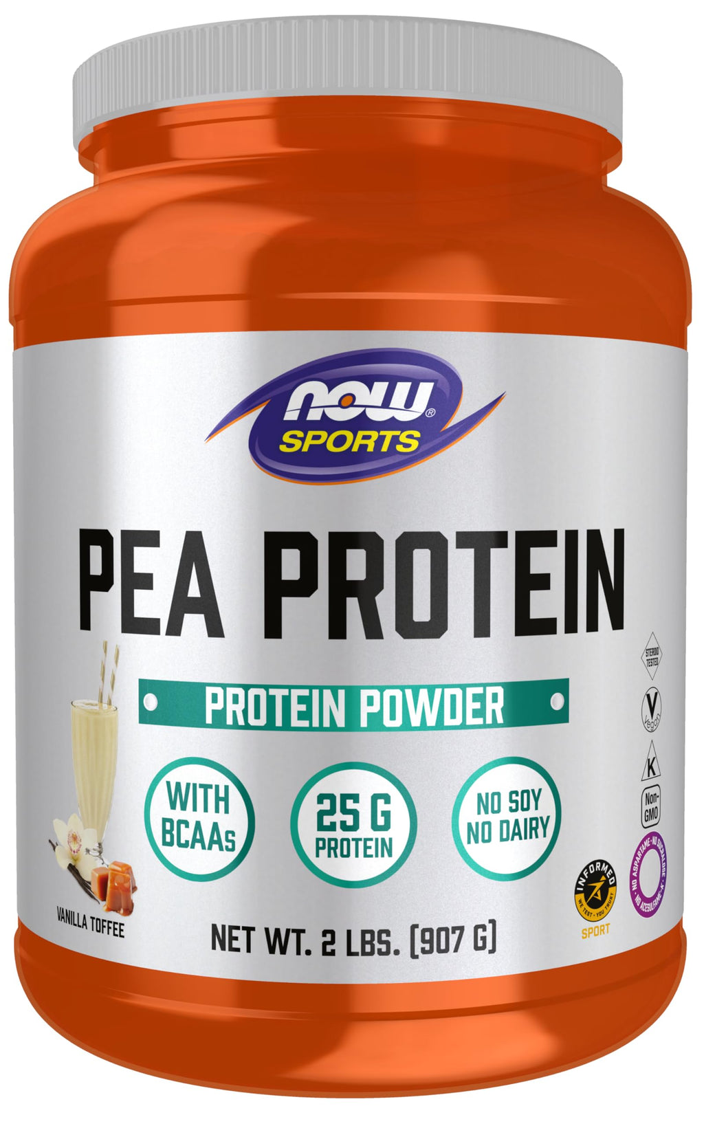 Buy now NOW Foods Sports Nutrition, Pea Protein 25 g With BCAAs, Easily Digested, Vanilla Toffee Powder, 2-Pound at indiglob india