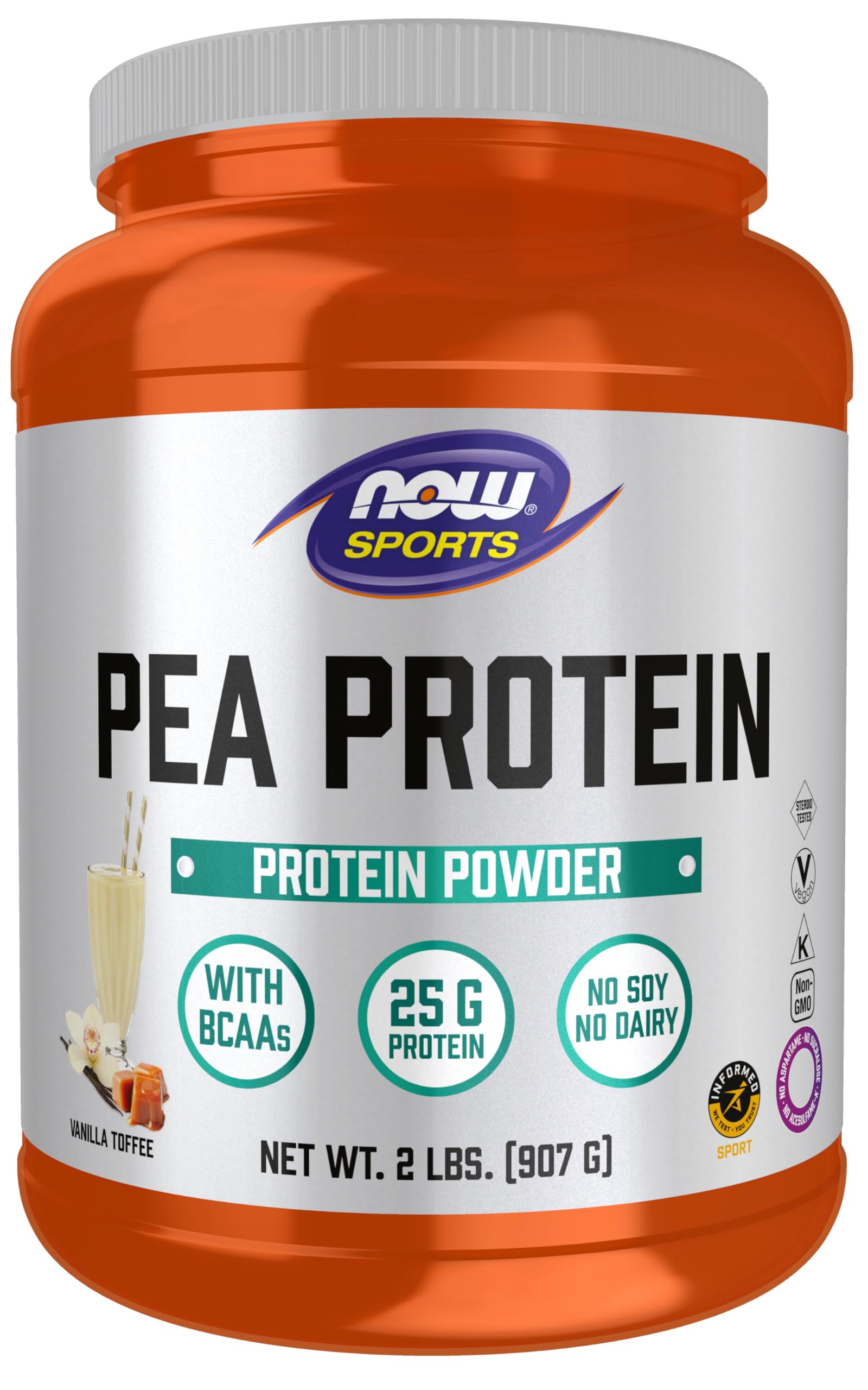 Buy now NOW Foods Sports Nutrition, Pea Protein 25 g With BCAAs, Easily Digested, Vanilla Toffee Powder, 2-Pound at indiglob india