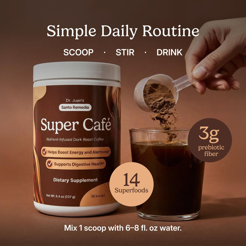 Santo Remedio Super Café, Nutrient Infused Dark Roast Coffee, 30 Servings