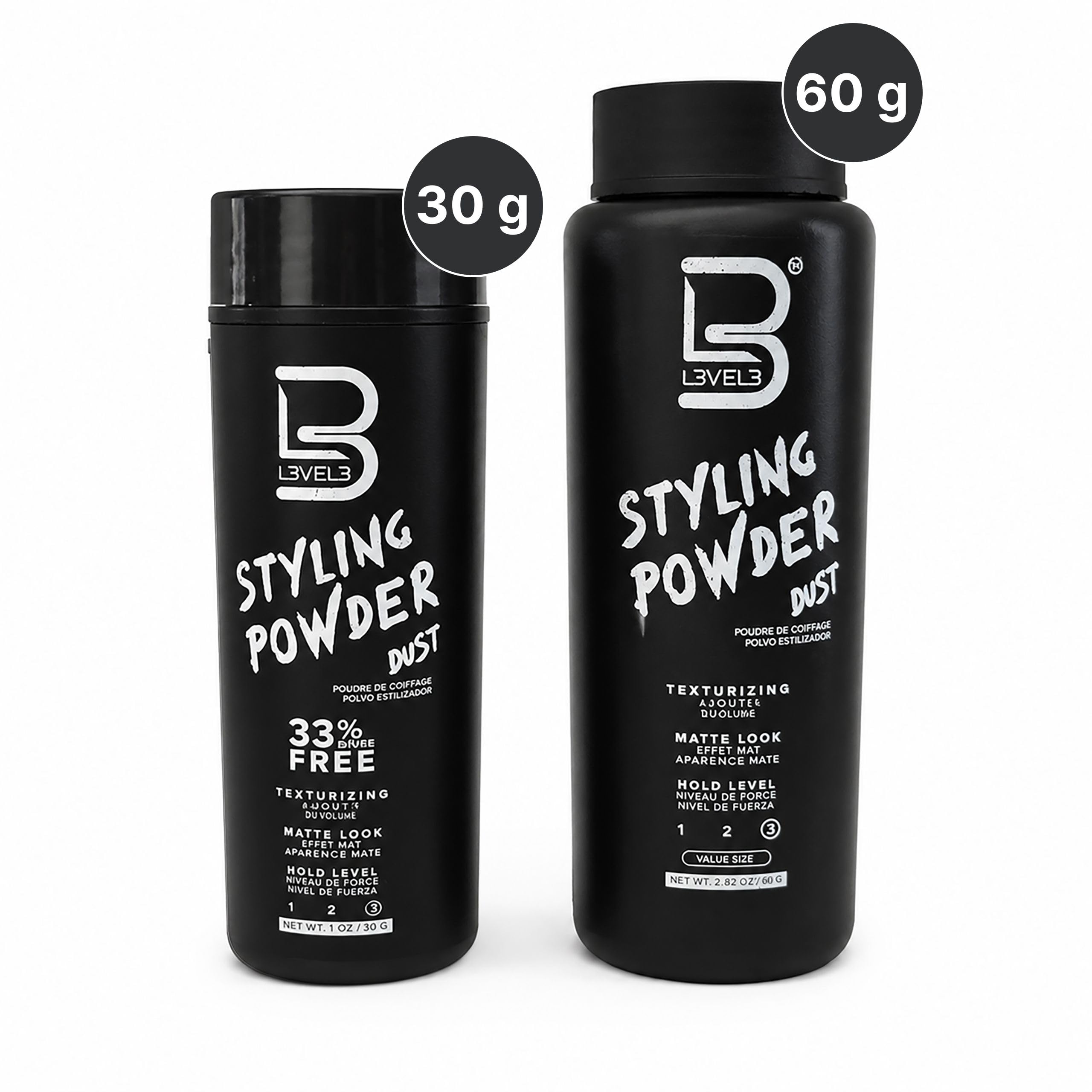 L3 Level 3 Hair Texture Powder for Men, Volume, Natural Look, 30 g | Styling powder, hair texturizer, non-greasy finish, buildable hold, easy application, small 30 g size
