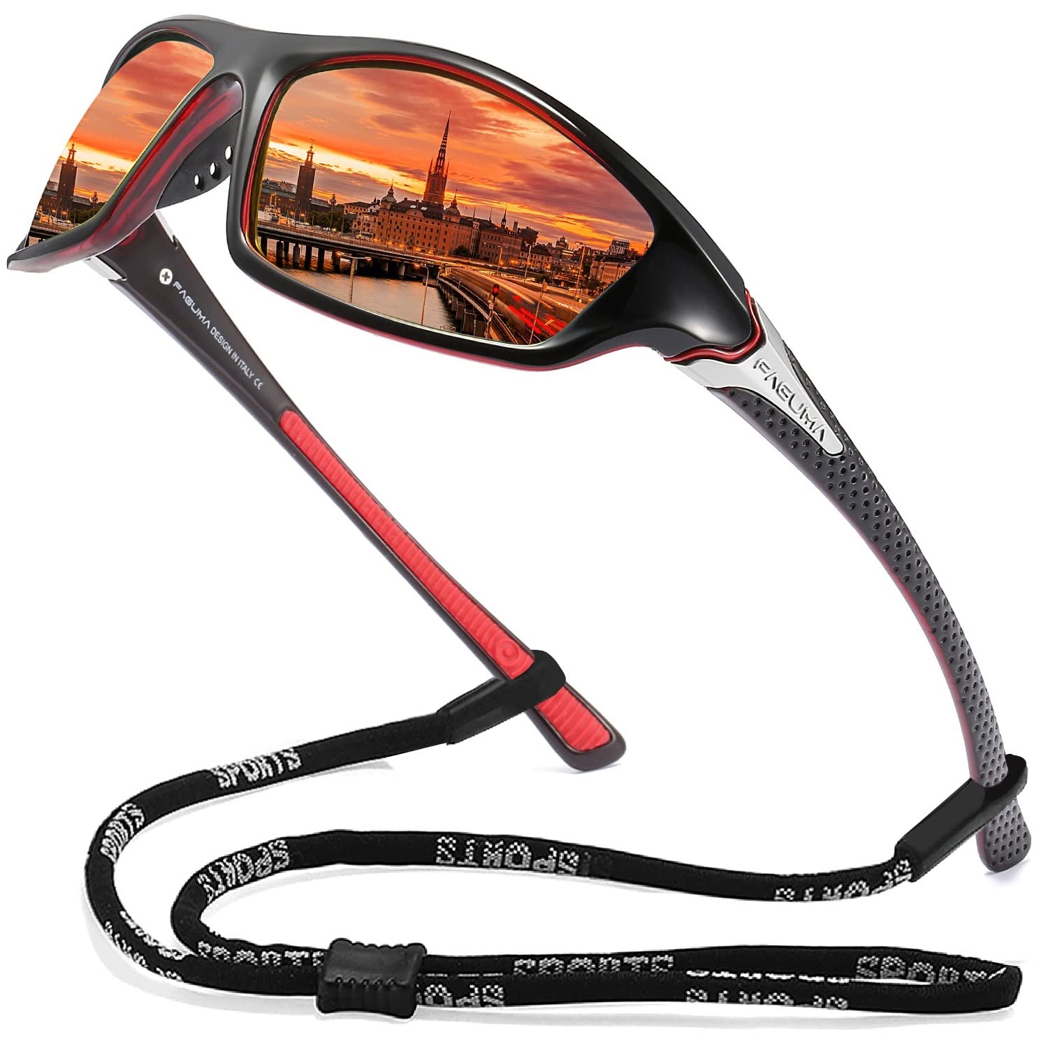 Buy now FAGUMA Sports Polarized Sunglasses For Men Cycling Driving Fishing UV400 Protection at indiglob india