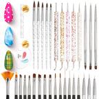 Beetles Acrylic Nail Brush Set, 3Pcs Size 6/10/14 for Acrylic Powder | Includes 3 Size Brushes with a Steel Cleaning Comb for Acrylic Powder Application, Extensions, and 3D Carving DIY Nail Art