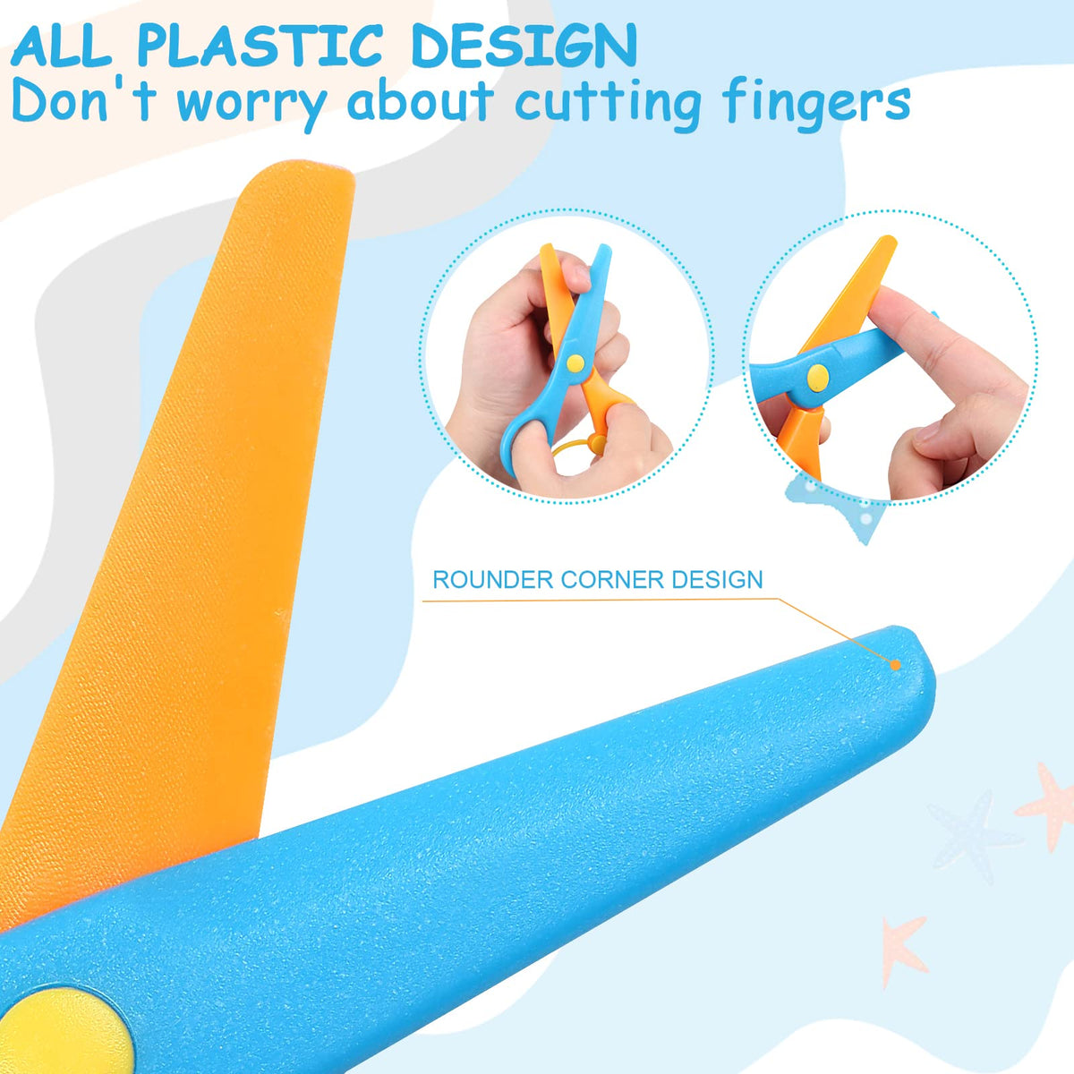 Safety Scissors For Toddler, Kids, Children - Plastic, Dual-Color Preschool Training Scissors(3 Pack), Paper Cutting(96 Pcs) Set For Paper Craft Supplies