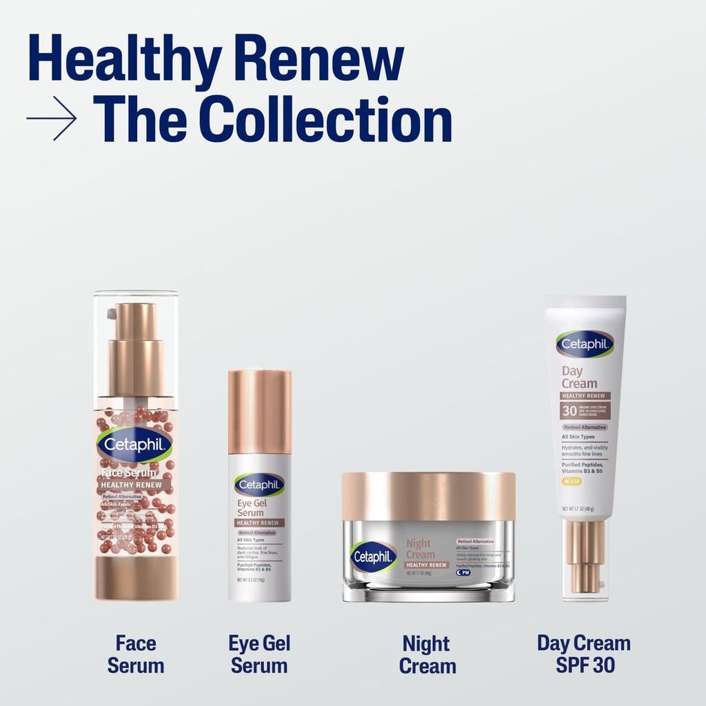 Cetaphil Healthy Renew Anti-Aging Face Serum, Peptides, Retinol-Free, 1oz | Retinol Alternative, Niacinamide & Peptides, Fragrance Free, Sensitive Skin, Vitamin B Complex, Firms And Smooths