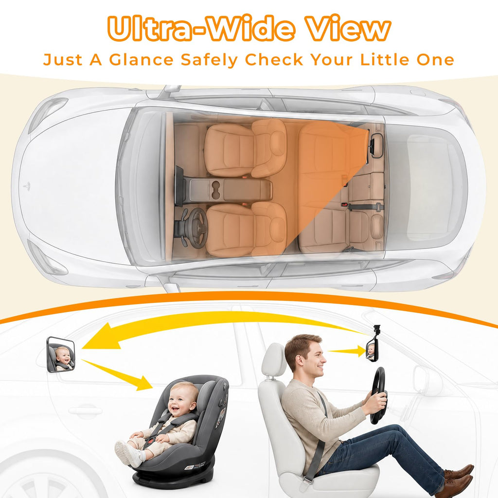 Car Mirror for Baby, Baby Car Mirror for Rear Facing Carseat Shatterproof