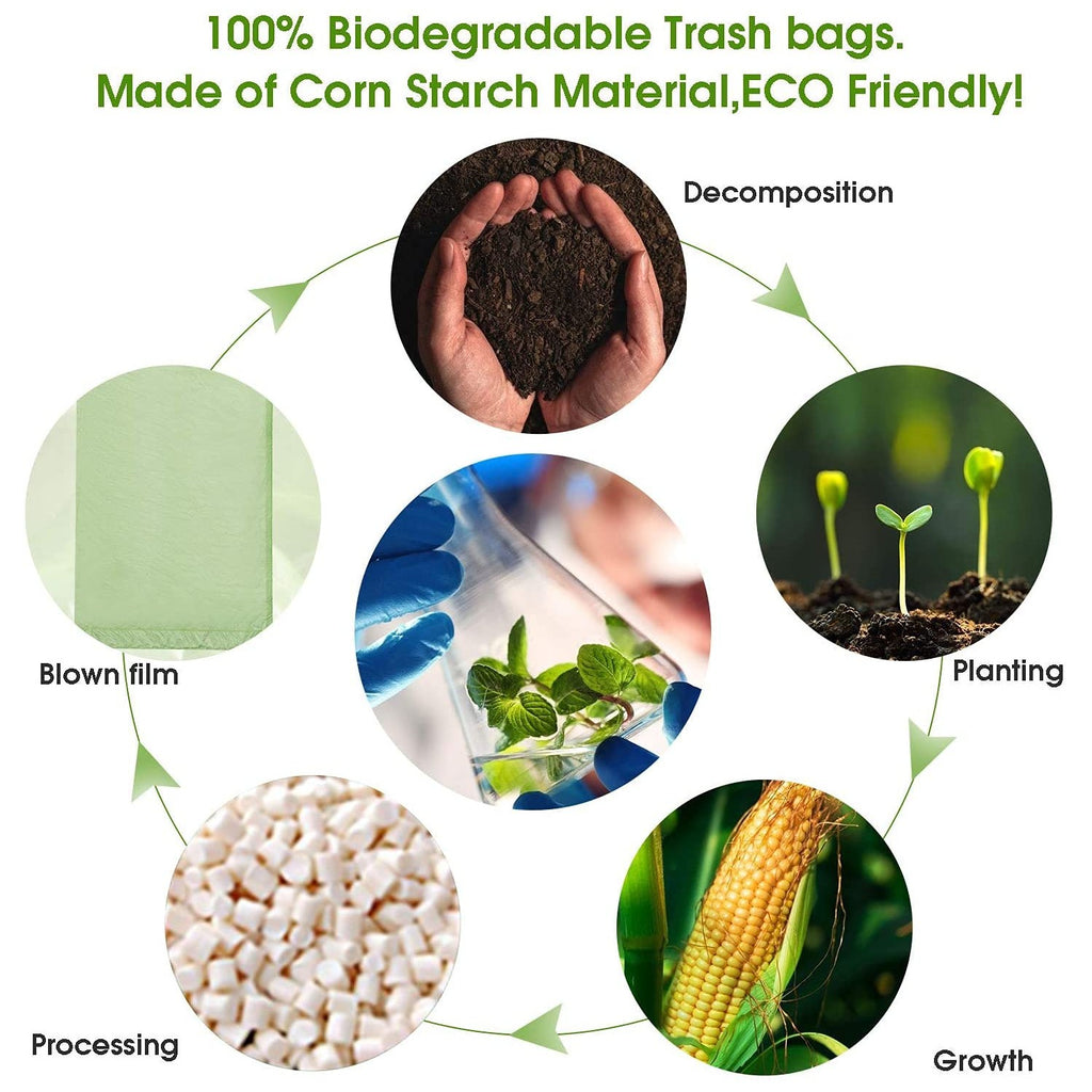 Small Trash Bags 1.2 Gallon - Biodegradable Garbage Bags Recycling Eco-Friendly Trash Can Plastic Liner Compostable Strong Bag for Bathroom Bedroom Office Kitchen Trash Can (120 Counts,Green)
