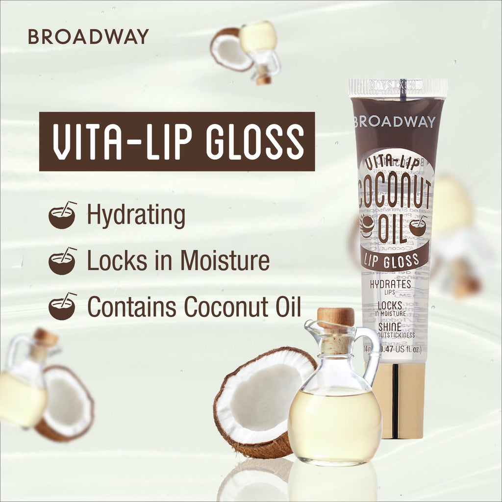 Ruby Kisses Broadway Vita-Lip Clear Lip Gloss (3 Pack Mango Butter, Rosehip, Coconut Oil), Ultra-Hydrating & Soothing Formula with Vitamin Oils, High-Shine Non-Sticky Finish, Healing Lip Balm
