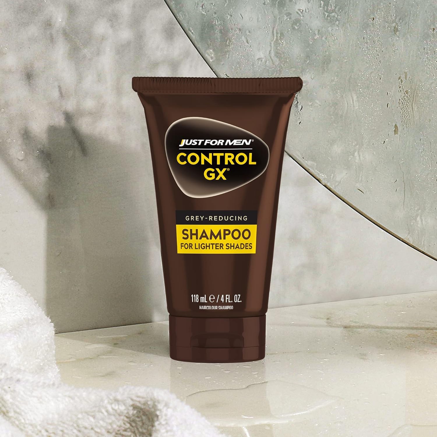 SHAMPOO JUST FOR MEN Control GX Gray Reducing, Light, 4 Fl Oz (1 Pack) | Control GX multi-patented formula gradually reduces gray with each shampoo for light shades. Keratin thickens hair.