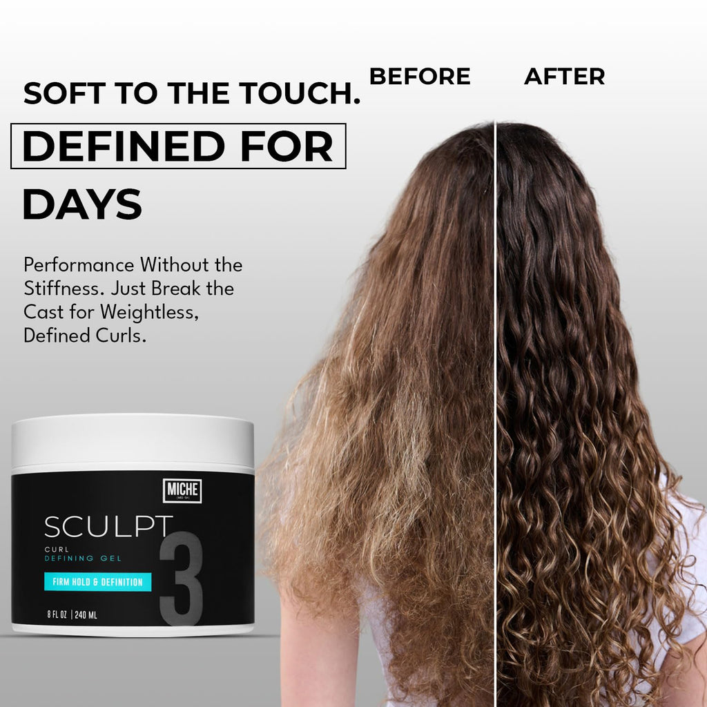Miche Sculpt Curl Defining Gel – Alcohol-Free Curl Sculpting Gel for Medium Hold, Shine, and Definition – Enriched with Organic Aloe Vera & Bamboo Extract for Curly Hair