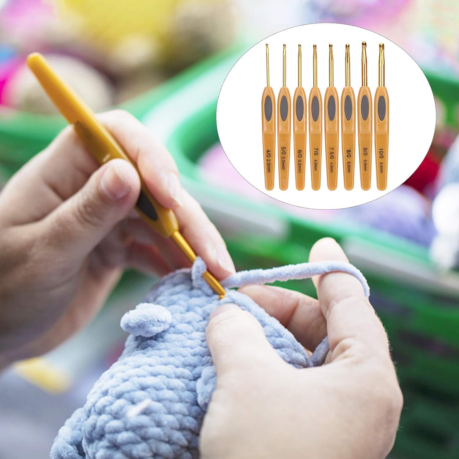 Buy now 8 Sizes Crochet Hooks Set,Ergonomic Crochet Hooks with Soft Rubber Handles and Number Marks for Grandmothers,Moms,Children,Beginners or Advanced Crochet Lovers at indiglob india