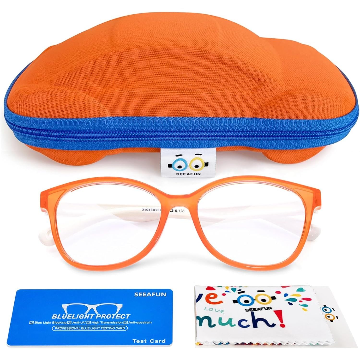 Buy now Blue Light Glasses for Kids Girls Boys with Cute Car Case, UV400 Protection, Anti Blue Ray Age3-12 Orange&white at indiglob india