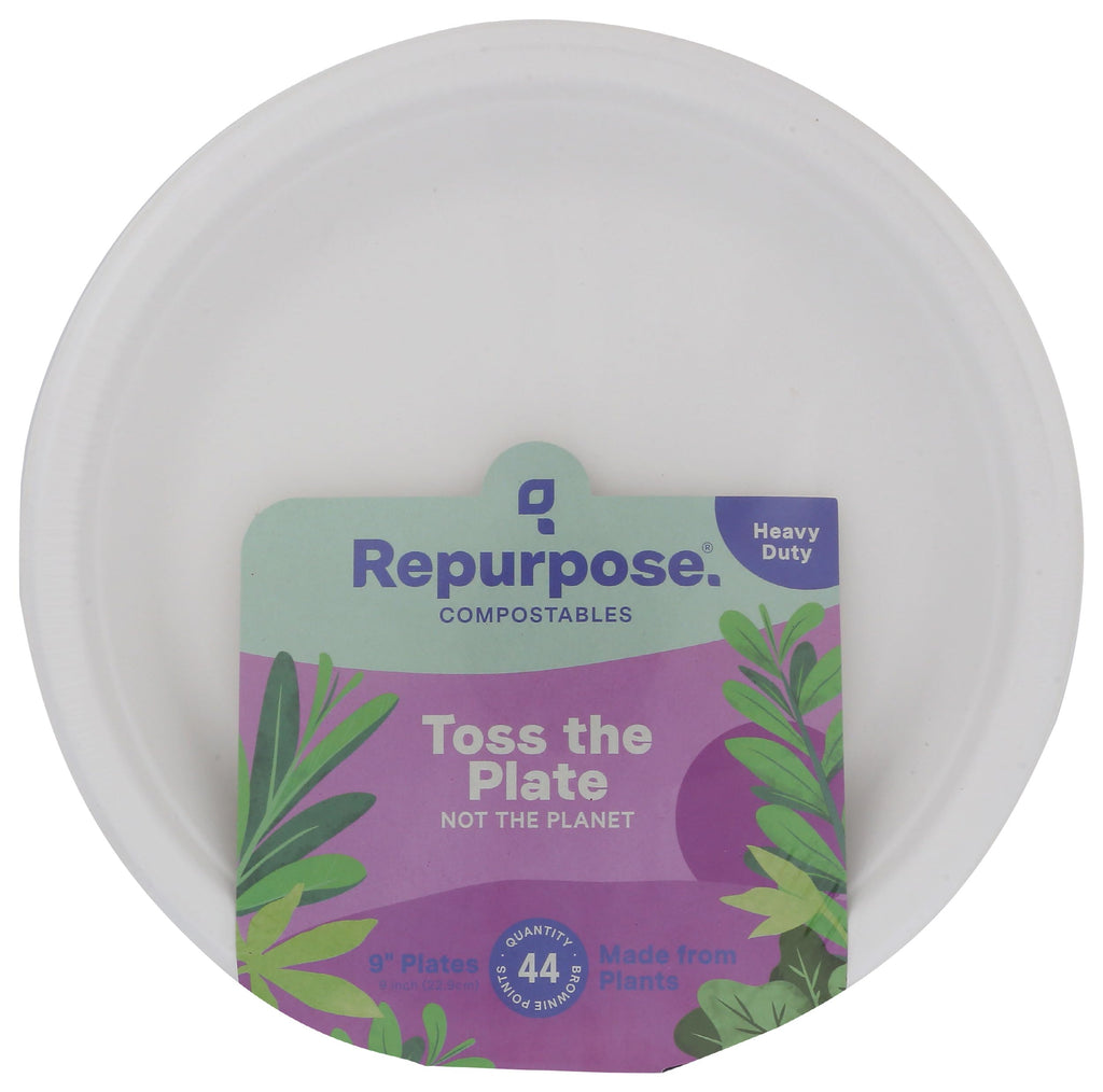 Repurpose, Plates Compostable Bagasse 9 Inch, 44 Count