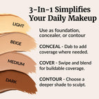 Vibriance Complexion Sticks, Foundation for Mature Skin - Natural Beige | Sheer, Buildable Coverage Face Makeup Foundation for Older Women - 3-in-1 Base, Contour, Concealer