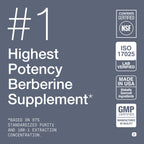 Toniiq NSF Certified Ultra High Strength Berberine HCl from The Himalayas | 100:1 Concentrated Extract - Lab-Tested 97% Berberine HCl - 90 Vegetarian Capsules, 500 mg per Capsule