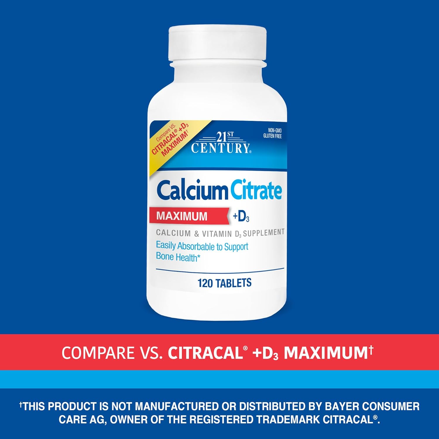 Buy now 21st Century Calcium Citrate Plus D Maximum Caplets, 120 Count (27493) at indiglob india