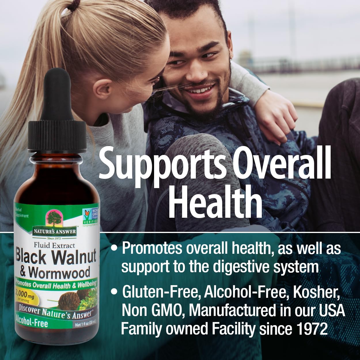 Buy now Nature's Answer Black Walnut and Wormwood Complex | Promotes Overall Health and Wellbeing | Super Concentrated 2,000mg | Vegan, Non-GMO, Gluten-Free & Alcohol-Free 1oz | Promotes a Healthy Gut at indiglob india