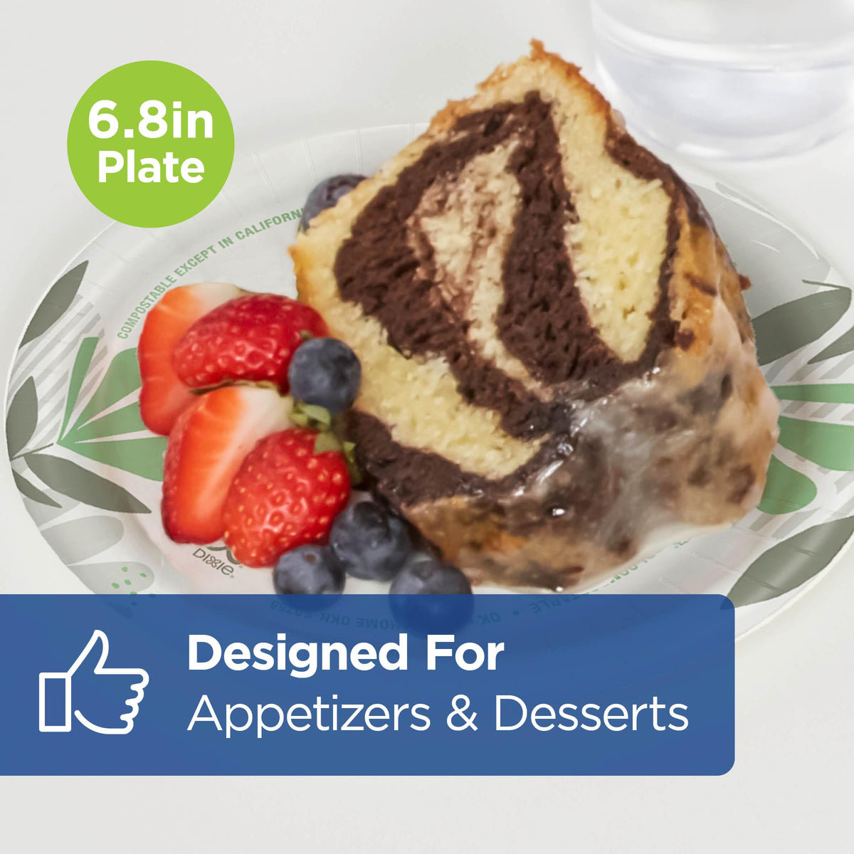 Dixie 6.8 Inch Medium-Weight Paper Plates By GP PRO, Pathways Botanical Design, 500 Count (125 Disposable Plates Per Pack, 4 Packs Per Case), UX7WS