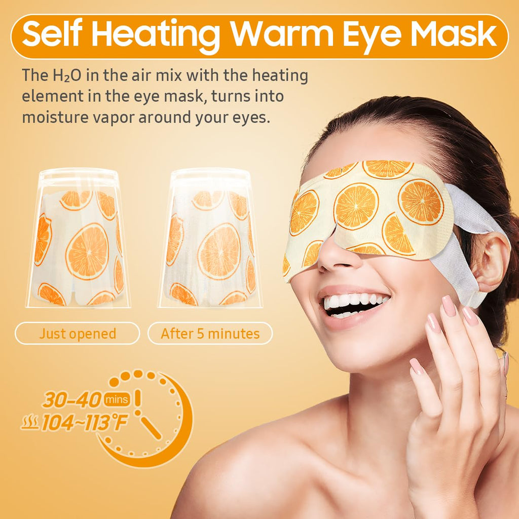 20 Packs Steam Eye Mask, Heated Eye Mask Warm Compress for Eyes, Disposable Self Heating Steam Mask for Home, Sleep, Spa, Travel Essentials & Relaxation Gifts for Women (Orange)