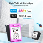 67XL Ink Cartridges Compatible for HP Ink 67, High Yield for HP 67 Ink Cartridges Black/Color Combo Pack Work for HP DeskJet 2855e 4255e 2827e 4227e 2755e 4155e 2800 Envy 6055e 6455e (Black,Color)