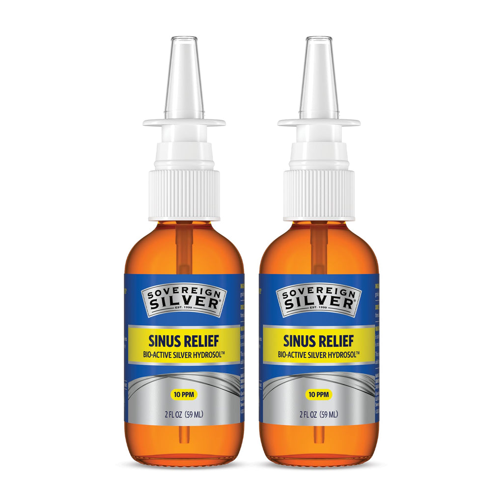 Sovereign Silver Sinus Relief Nasal Spray, 2 fl oz (59 mL) | Bio-Active Silver Hydrosol, Sinus Spray to Cleanse Mucus & Allergens, Drug-Free Nasal Cleanser, Non-Habit Forming, 10 ppm