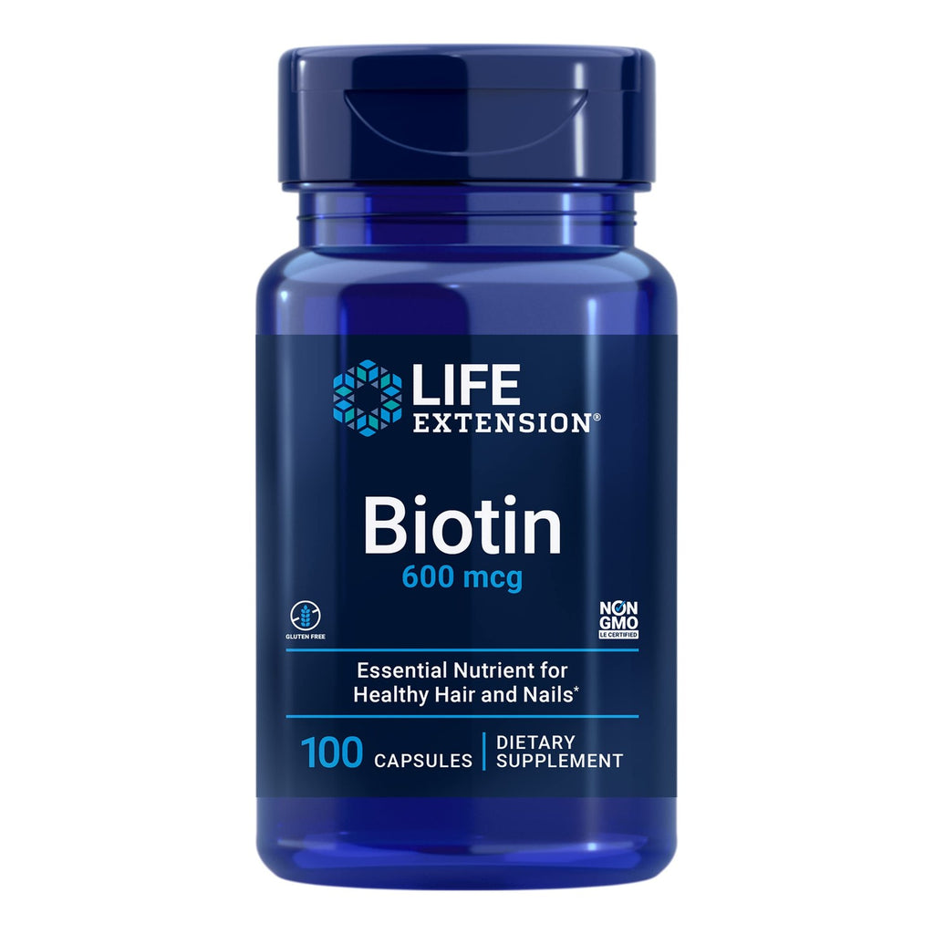 Life Extension Biotin, Vitamin B7, 600 mcg, 100 Capsules