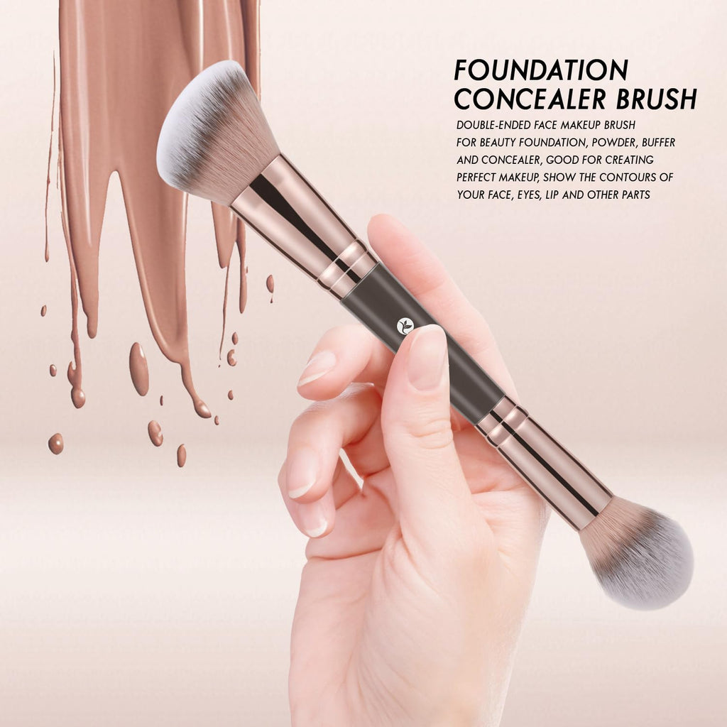 Buy now KINGMAS Foundation Makeup Brush, Double-ended Angled/Round Top Contour Brush for Beauty Blending Liquid Powder, Concealer Cream Cosmetics Blush Makeup Brush (Brown) at indiglob india