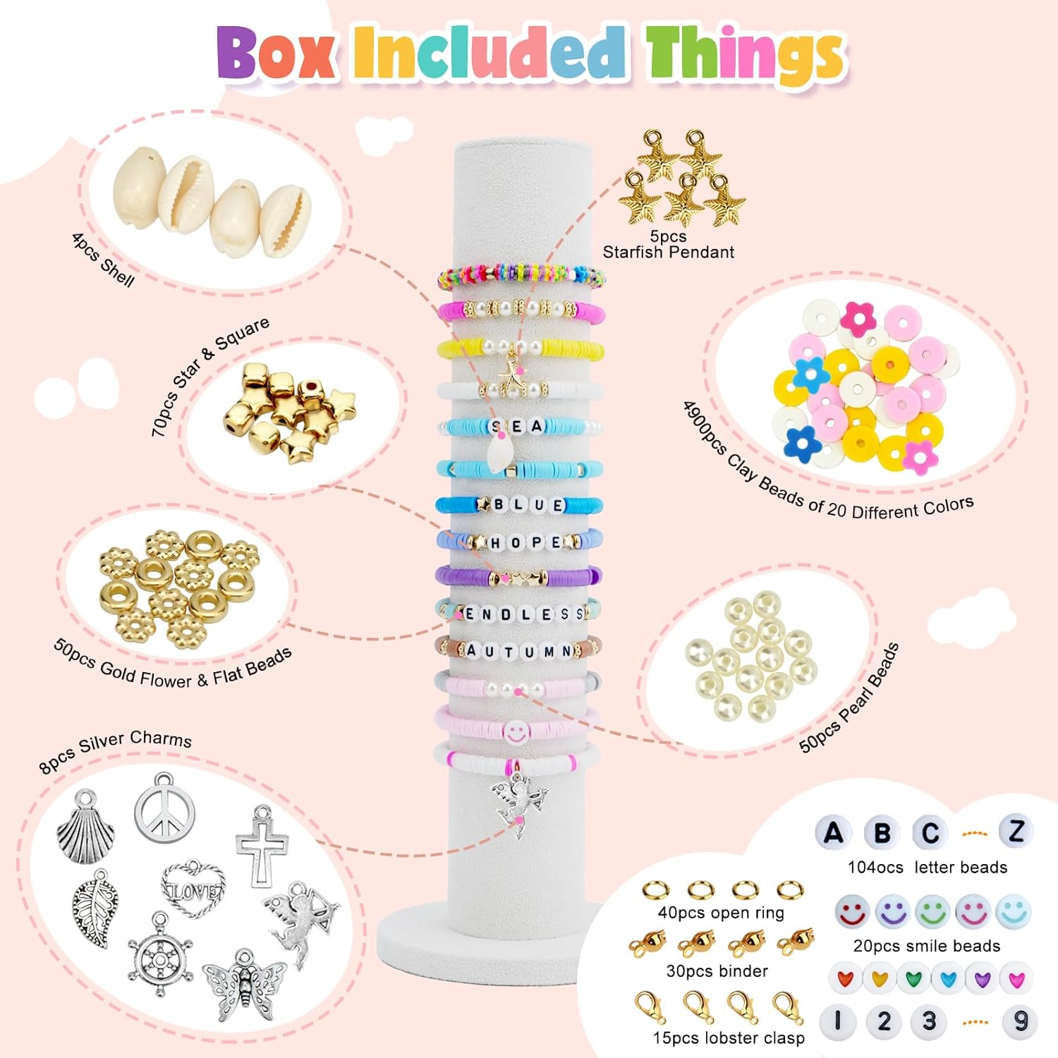 Buy now LZOUOWO 5300 Clay Beads Bracelet Making Aesthetic Kit, Polymer Heishi Preppy Letter Beads for Friendship Bracelet, Pearl Disc Beads Charms for Jewelry Making, DIY Creative Gift for Girls 8-12 Teens at indiglob india