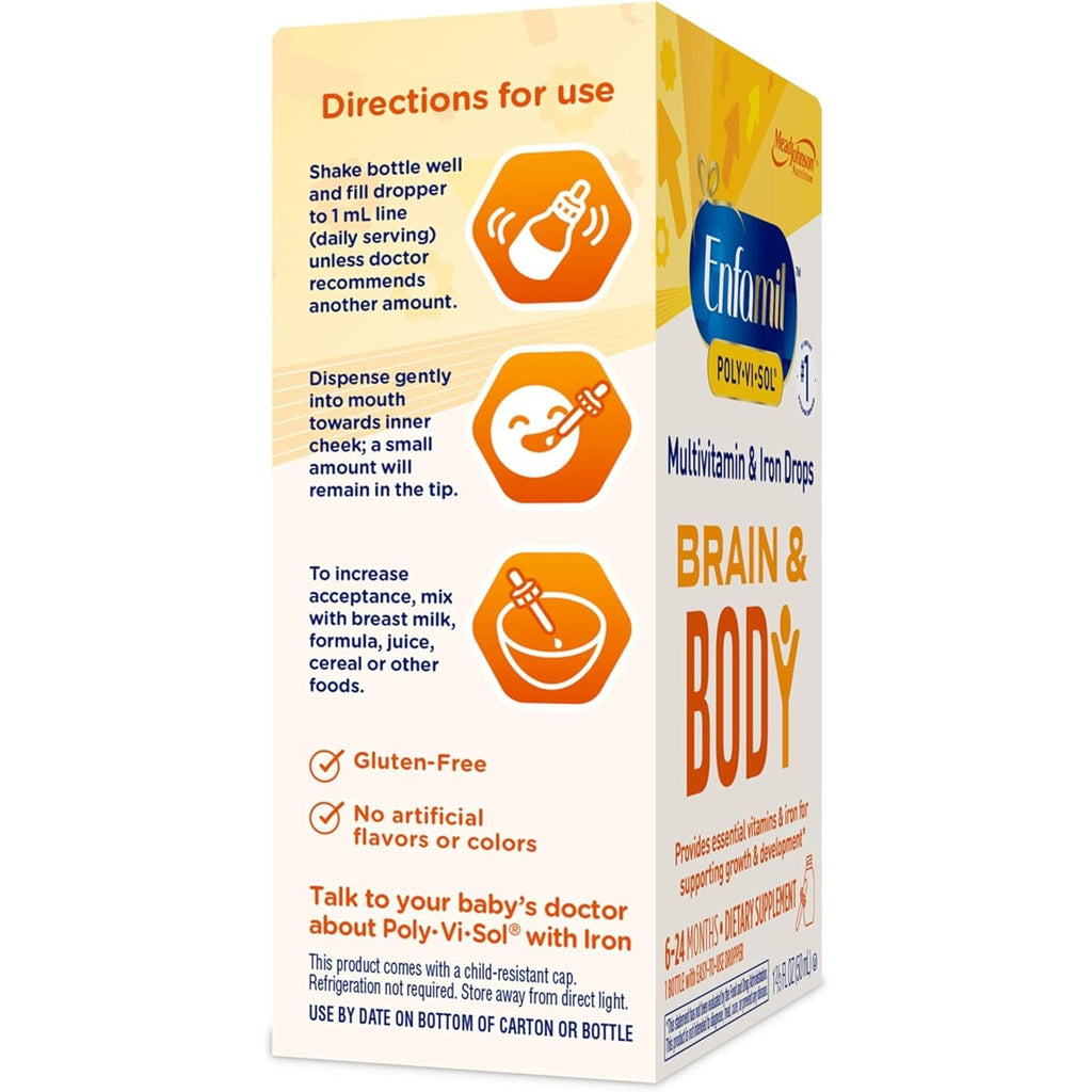Buy now Enfamil Poly-Vi-Sol with Iron Liquid Multivitamin Drops, Supports Growth & Development*, 50mL Bottle at indiglob india