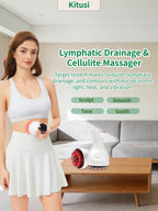 Lymphatic Drainage Massager & Anti Cellulite Massage Tool, for Legs, Arms & Belly, Body,Helps Reduce Stretch Marks & Cellulite,with SoothingPulse, Light Heat & Vibration (White)